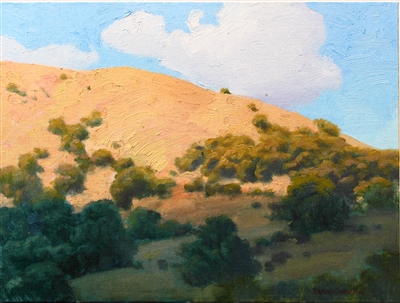Original landscape oil painting of California's golden hills by